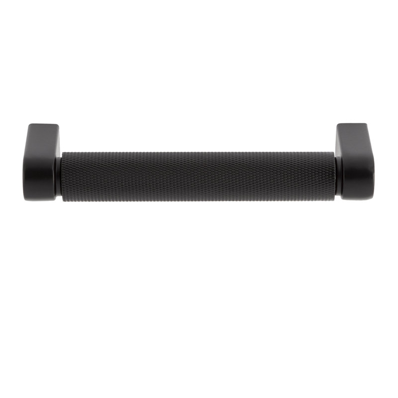 Kent Knurled 4" Center to Center Matte Black Bar Drawer Pull, 4", Matte Black