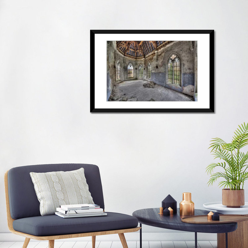« chateau hogemeyer », reproduction de photo sur toile, H 24 po x l 32 po x P 1 po, Papier d'art encadré noir, Blanc