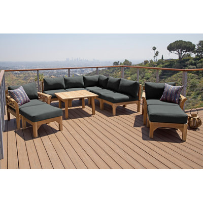 Monterey Teak 7 - Person Patio Conversation Set with Sunbrella® Cushions