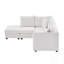 Canapé modulaire moderne avec assise profonde, rayures verticales et repose-pieds mobile pour un salon confortable-445345254