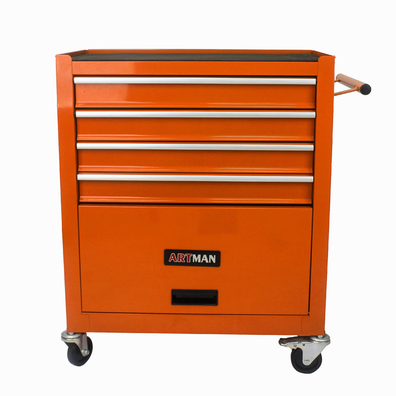 Chariot à outils multifonctionnel avec 4 roulettes, Orange