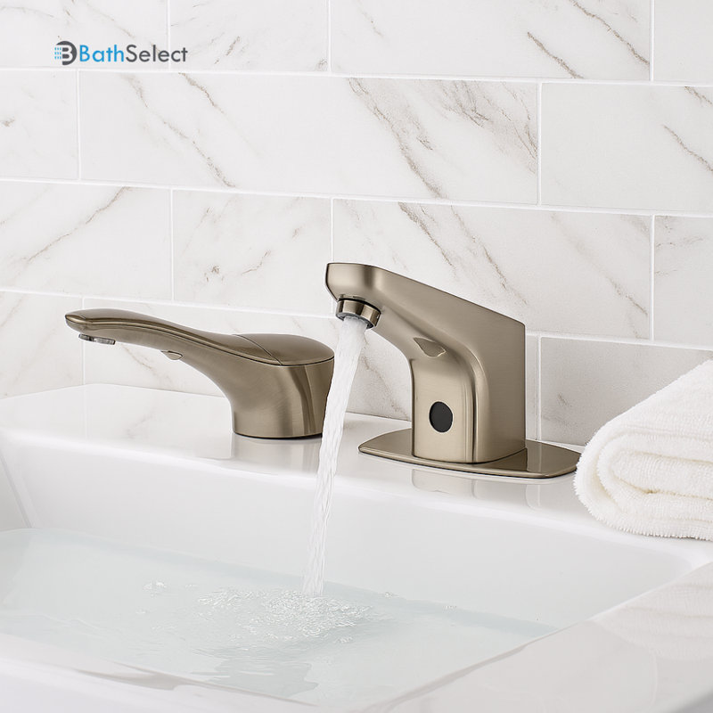 Robinet de salle de bain sans contact à capteur de surface avec distributeur de savon assorti Atlanta