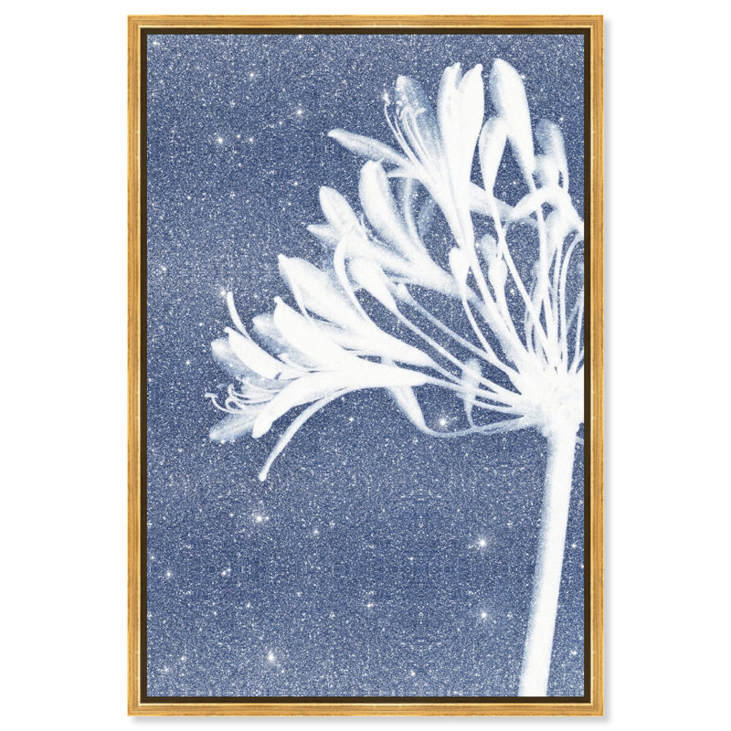 Cyan Bloom Floral & Botanical Canvas Print by Oliver Gal, Black Frame, 10 x 15, Gold Floater Frame, 17"H x 25"W