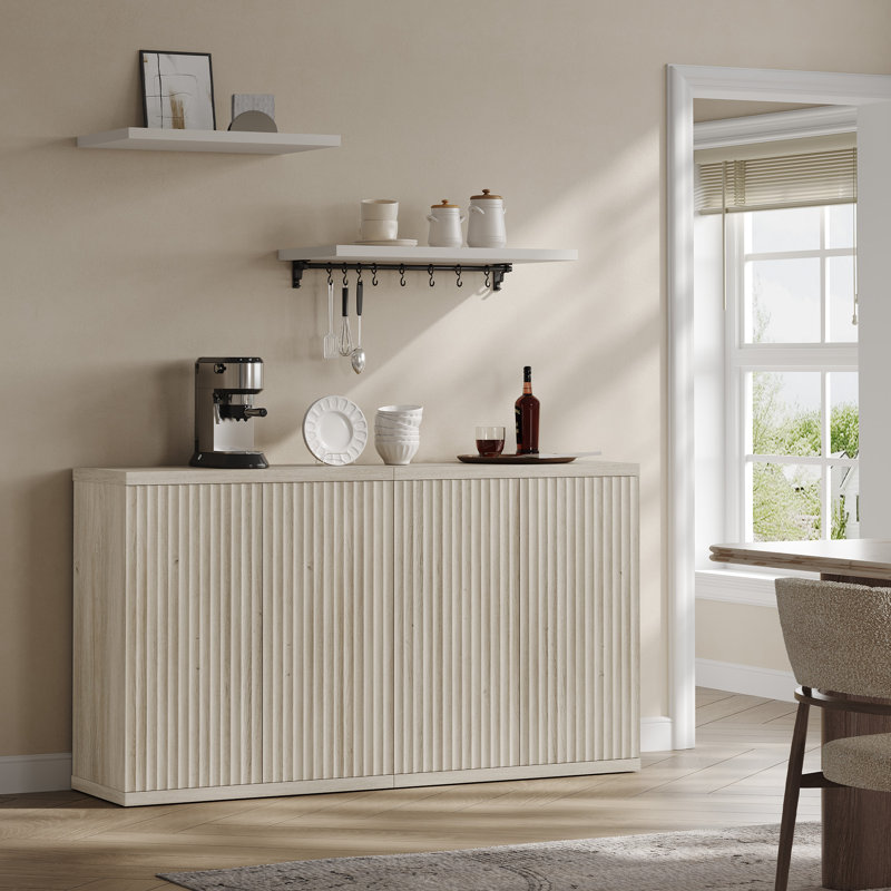 Armoire d'appoint avec tablettes réglables Cesiro, Gris / gris / chêne blanc, 2