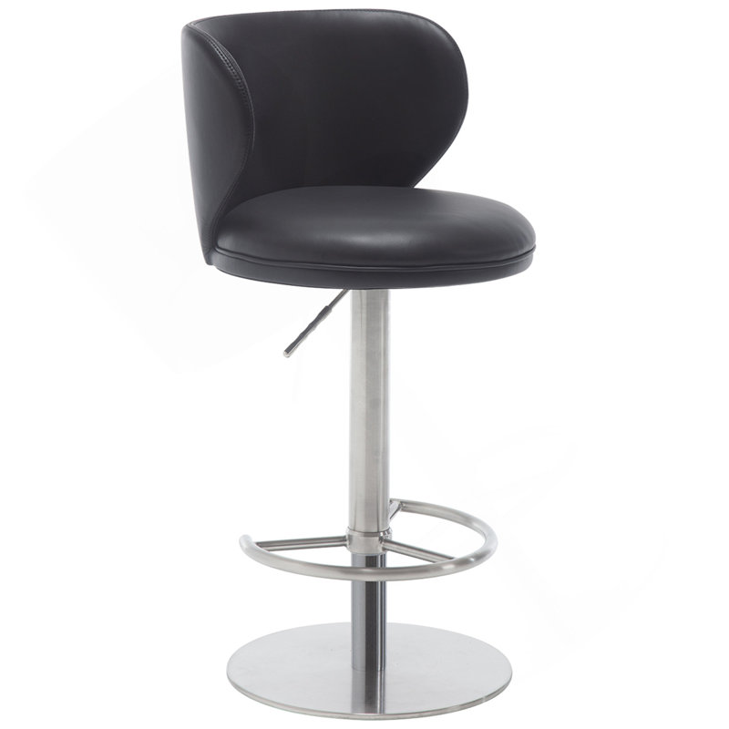 Tabourets de bar en acier inoxydable titane, chaise de bar en cuir de qualité moderne avec dossier, hauteur réglable pivotante pour le comptoir de la cuisine et la salle à manger (1 pièce noire)