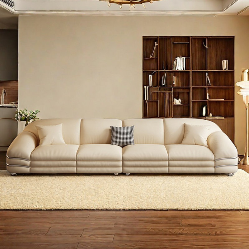 Canapé moderne simple en tofu rouge, H 29,52 po x l 102,36 po x P 37,4 po