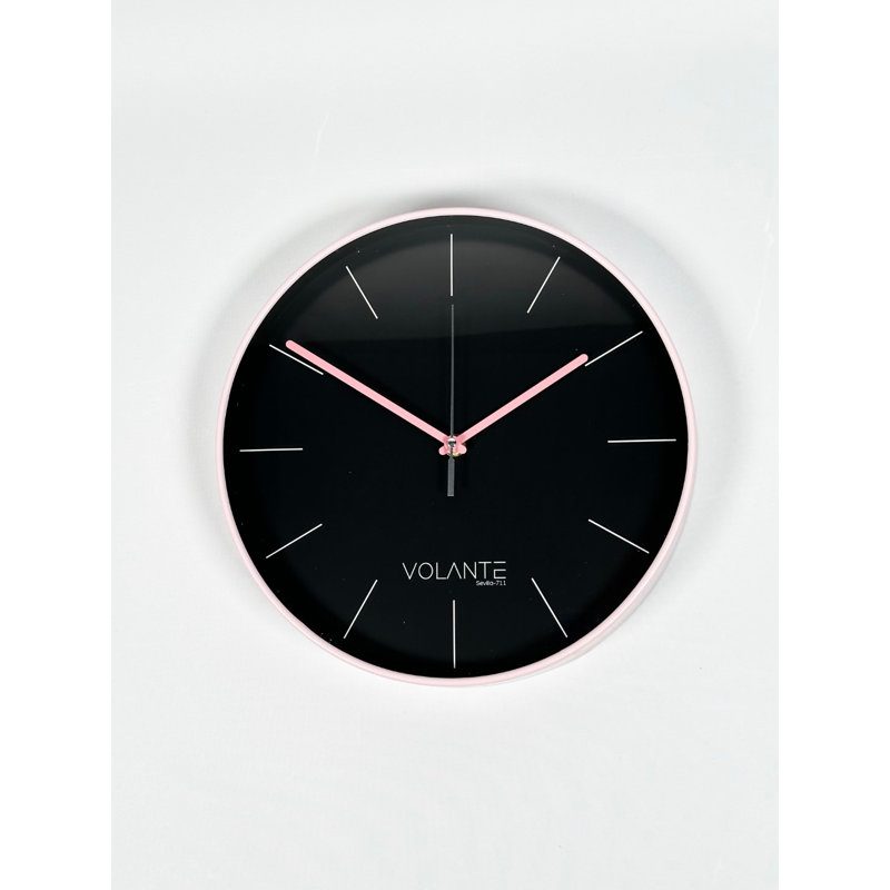 Elegant Decorative Wall Clock, Pink, 11.8 x 11.8 x 1.8 inches | 100% Plastic with Real Glass Cover | Stylish Timepiece for Home Décor, Unique Gift Idea for Any Occasion, Perfect for Living Room & Bedroom