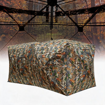 Hunting Blind, 270° See Through Ground Blind for 5-8 Hunters, Waterproof Pop-Up Camo Hunting Shelter with Silent Zipper Door, Multiple Observation Windows & Carry Bag for Deer & Turkey Hunting