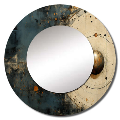 Minimalisme astrologie beige et noir - miroir d'astrologie, miroir mural décoratif rond astronomie, impression d'art en métal