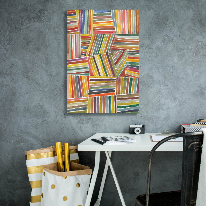 Wrought Studio 'Stripes 1' by Cheryl Warrick Wall Art, H 26 po x l 18 po