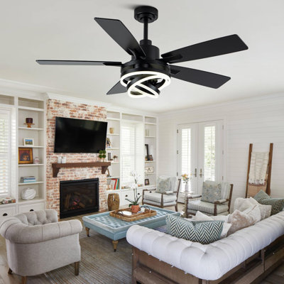 Ventilateur de plafond noir moderne avec lumière