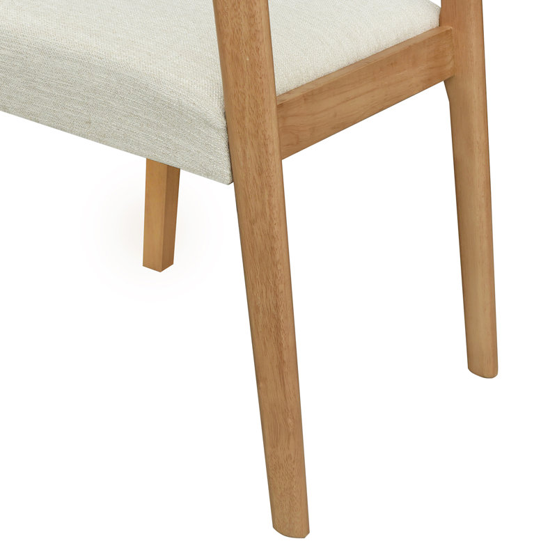 Orling Contemporary Solid Rubberwood Dining Chairs With Upholstered Seat, Natural Oak