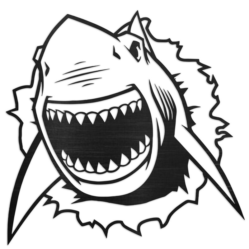 Art mural détaillé détaillé du requin - bouleau baltique naturel, H 31,5 po x l 32 po x P 0,25 po