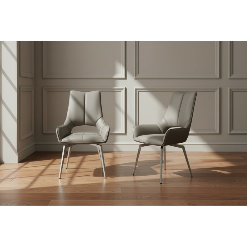 Chosposi Upholstered Swivel Dining Chair, Taupe