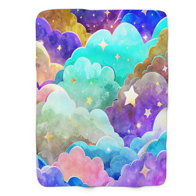 Heavenly Sky Reverie - 1 Piece Premium Sherpa Blan Throw Blanket