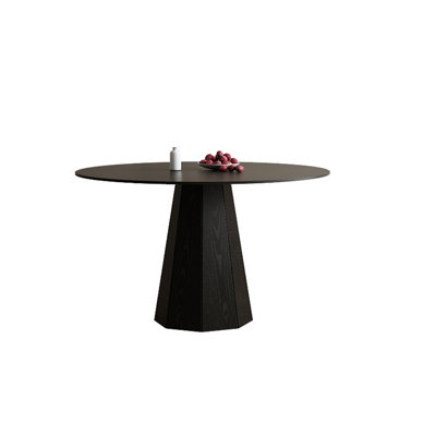 Table de salle à manger ronde noire en bois massif