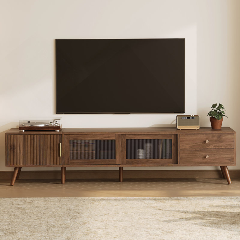 Meuble télé 76 po avec portes en verre 76 po Modern Minimal Modern Doors