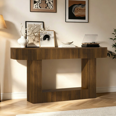 Console cannelée de 63 po, canapé moderne avec tablette inférieure ouverte pour le couloir d'entrée
