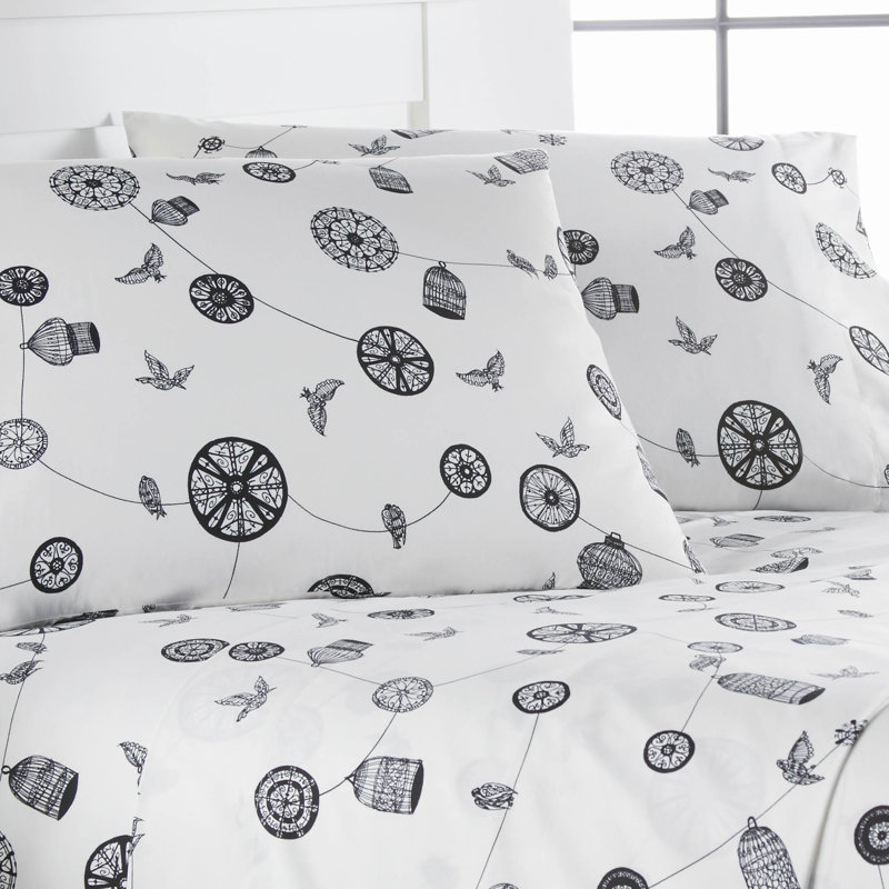 Ensemble de draps Songbird, Ensemble de draps pour lit simple TG + 1 drap-hous, Blanc