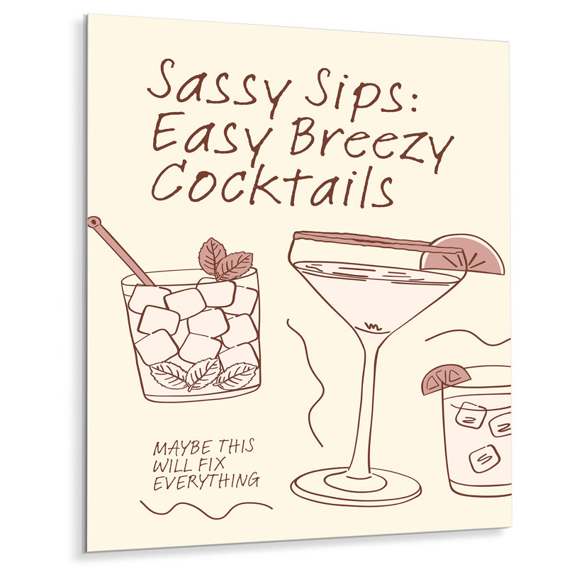 Sassy Sips: Easy Breezy Cocktail - Décoration murale cocktails, Métal métal, H 32 po x l 24 po x P 1 po