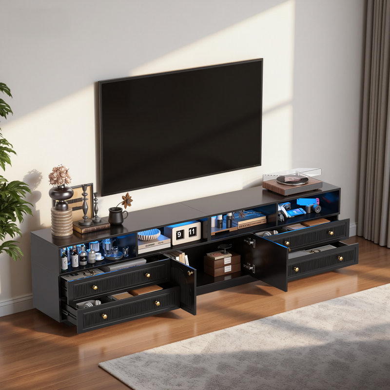 86,6 po. Meuble télé 86,6 po., Noir