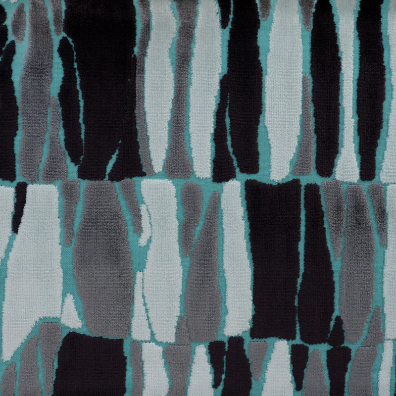 Twiggy-Society Cut Velvet Upholstery Fabric, Modsquad Aqua