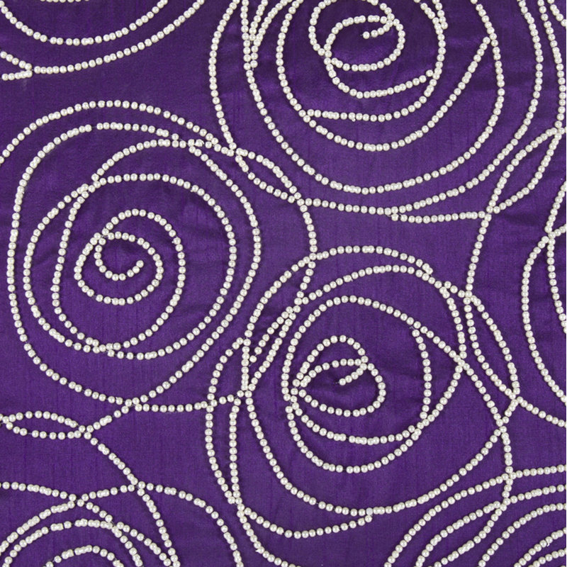 Beaded Cotton Throw Pillow, Purple