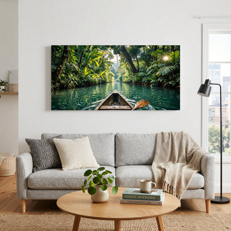 Ensemble de 1 tableau sur toile Jungle River, L 32 po x H 16 po, Toile tendue