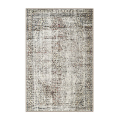 Tapis gris/ivoire traditionnel Foxglove
