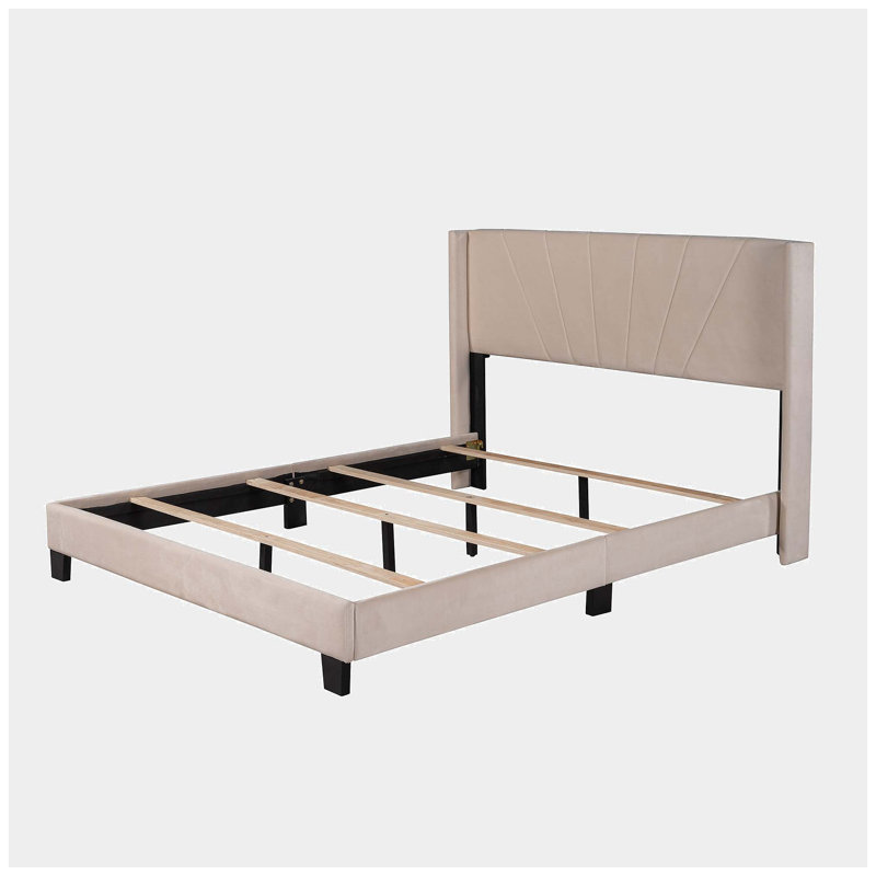 Lit tapissier Breshey, Beige