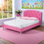 Grand lit plateforme en cuir végétalien Karina, rose, H 39,63 po x l 62,75 po x L 86,25 po-1714976279-1714976275