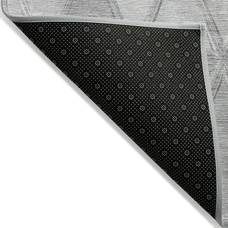 Tapis extérieur lavable à motif géométrique argenté et ivoire 9 pi x 12 pi