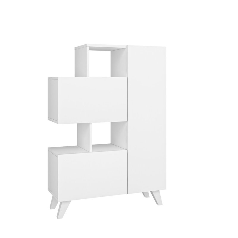 Modern Multi-Purpose Cabinet, White, 31.5 x 47.2 x 12.4 inches | 100% Melamine Coated Particle Board, Thickness: 0.7 inches | Numerous Shelves, Wall-Mountable Design for Stylish Storage & Organization