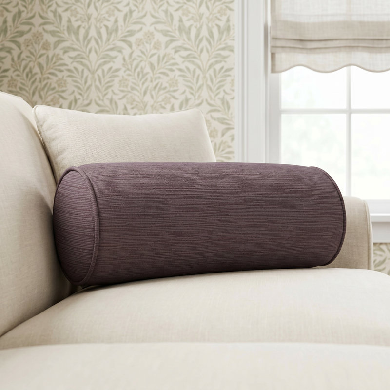 Bridgett Velvet Bolster Pillow Cover & Insert, 6" x 24", Gray