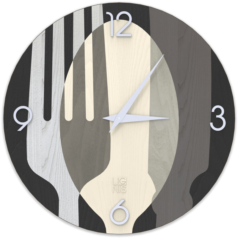 Dolcevita Wall Clock, 40cm H x 40cm W x 3cm D, Dark Grey/Black/White