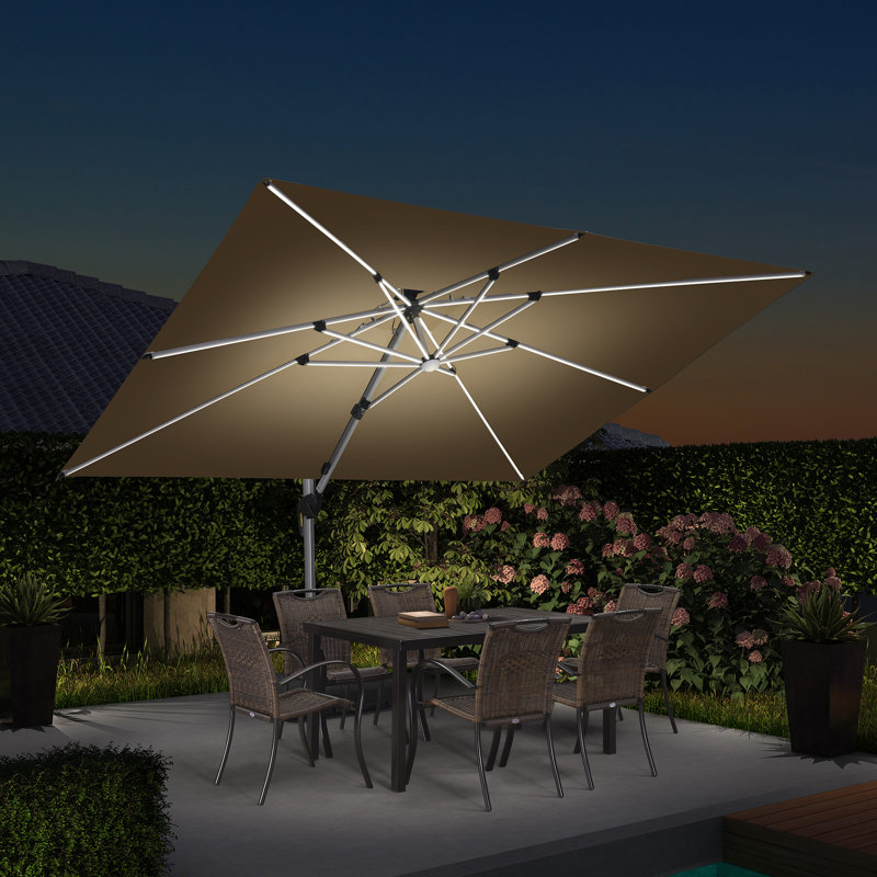 274cm X 365cm Rectangular Lighted Cantilever Parasol, Beige