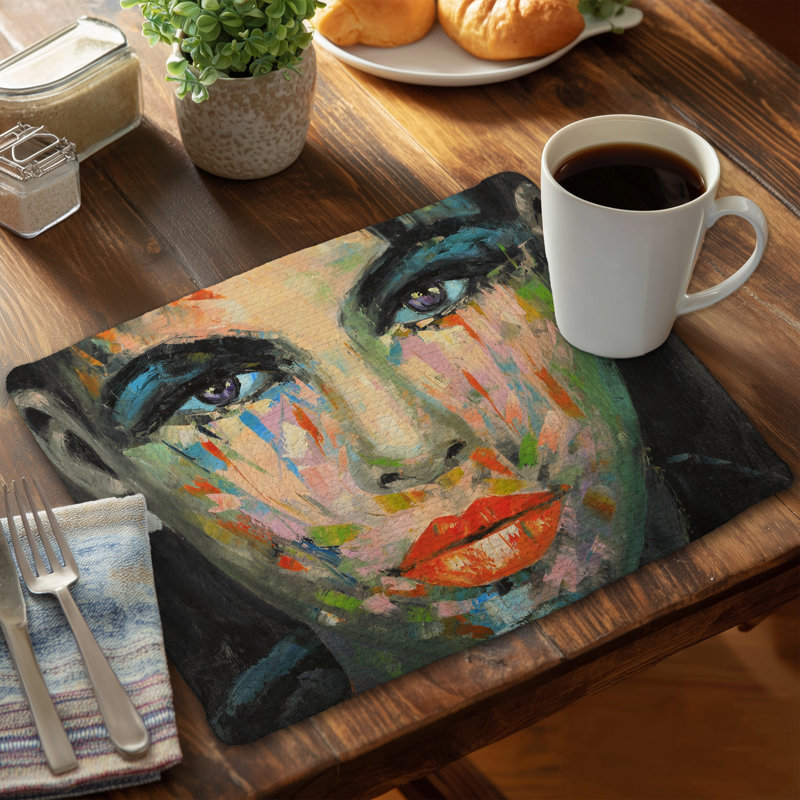 Abstract Portrait Braided Polyester Placemat | Home Decor
