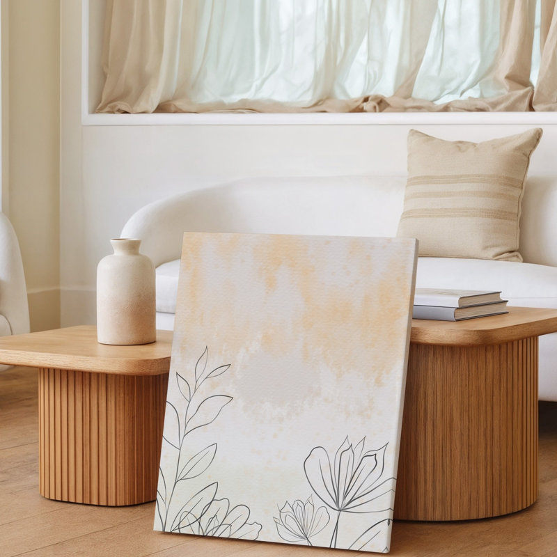 Toile, création d'une œuvre d'art numérique sereine et minimaliste avec un fond de dégradé d'art mural doux transitionnel de pêche pâle à toile