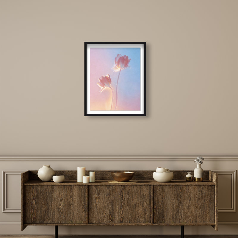 Iridescent Tulips Print by Oliver Gal, 25.5"H x 31.5"W, Black Shadowbox