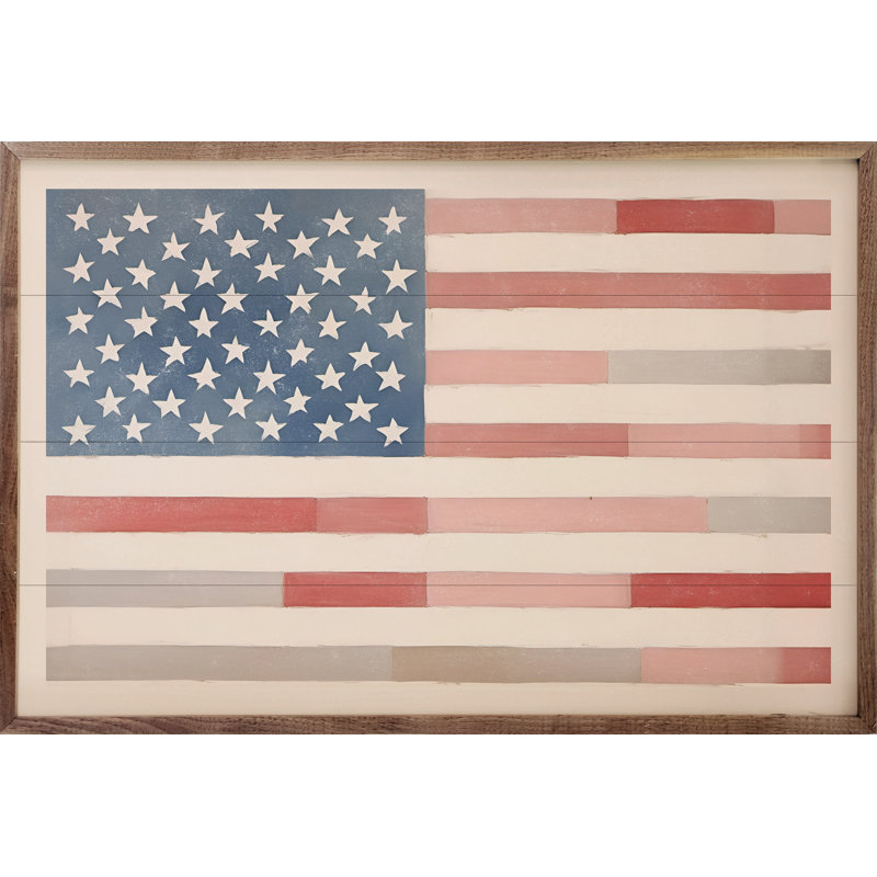 Drapeau avec rayures colorées encadrées sur bois, H 10 po x l 16 po