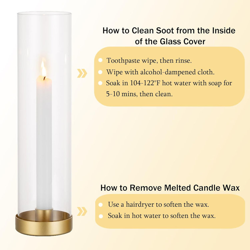 Set Of 10 Gold Glass Hurricane Candle Holders