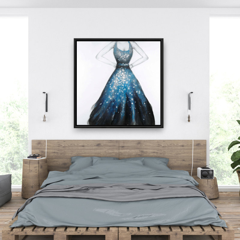 Blue Princess Dress - Toile encadrée gris pour femme