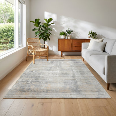 Tapis gris abstrait et beige Brook