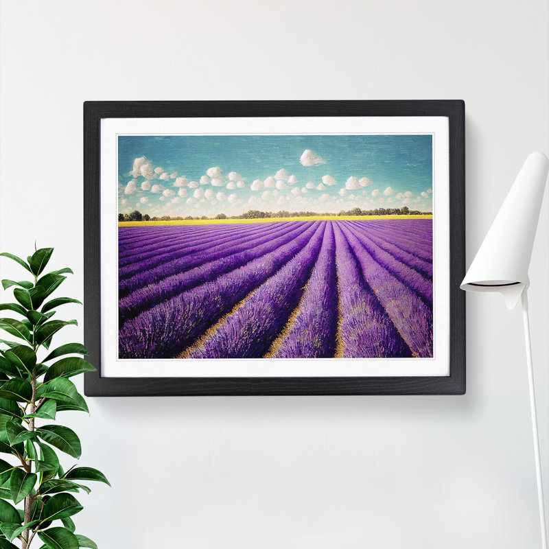 Dashing Lavender Flower Field - Framed Print, 34cm H x 46cm W x 2cm D, Black