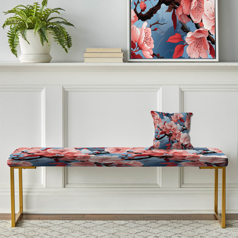 Banc floral rembourré or, Cherry Blossom Bliss