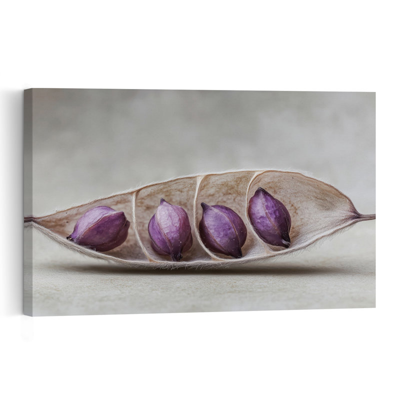 Purple Pod Harmony Delicate Elegant Organic Nature Plant Wall Art Print 1 Piece Wrapped Canvas Wall Art