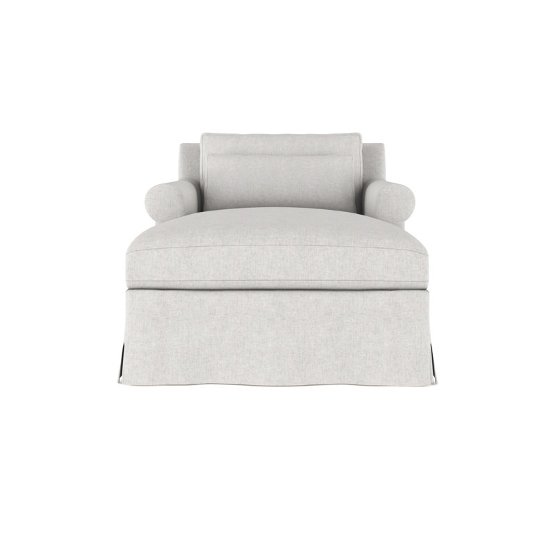 Chaise longue à accoudoirs arrondis Ludlow, Velours moelleux argenté, Patiné
