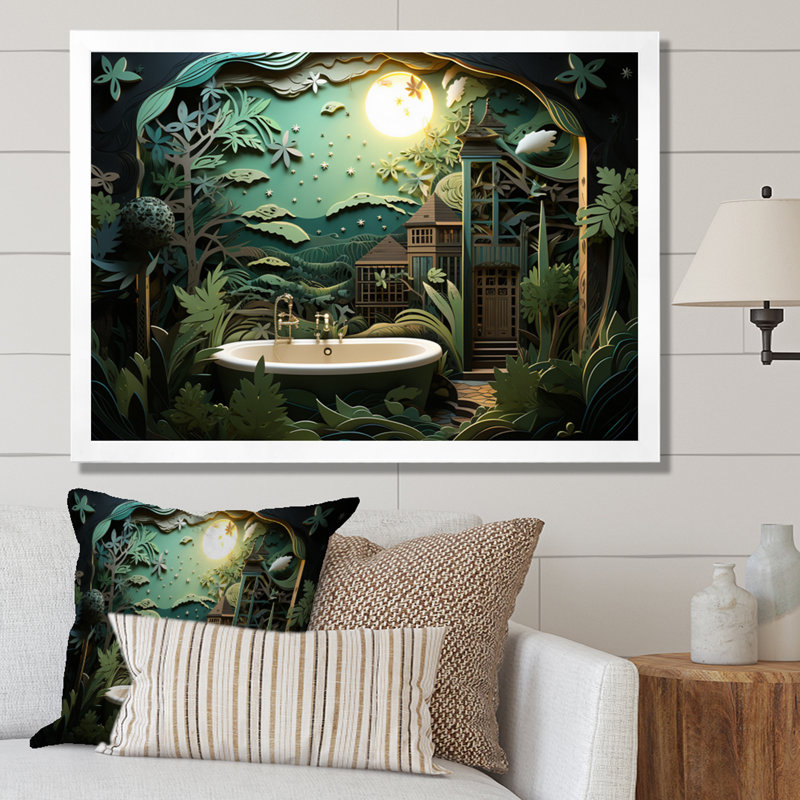 «Bath Fresh Oasis I - Bath & Laundry Wall Art Living Room», Cadre photo blanc, H 16 po x l 32 po x P 1 po