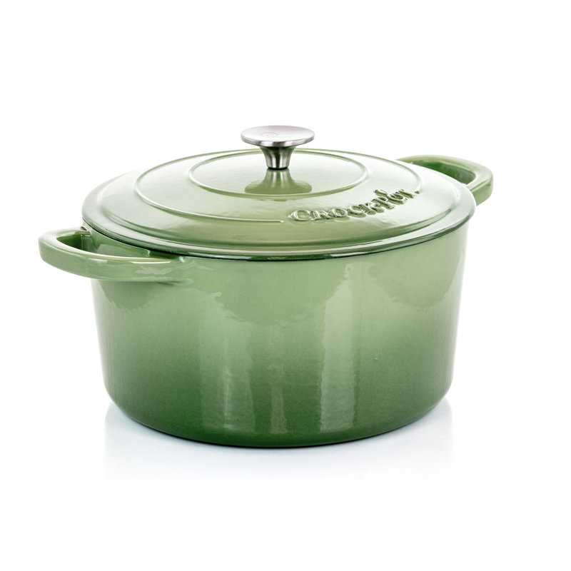 Crock-Pot Artisan 7 qt. Non-Stick Cast Iron Round Dutch Oven with Lid, Green