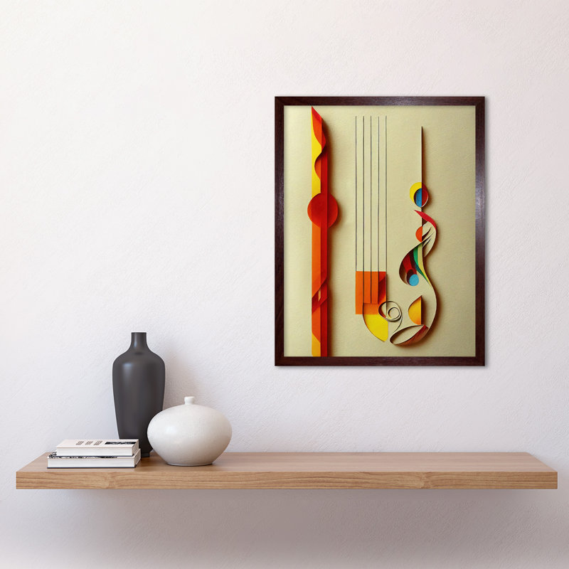 Abstract Musical Symbol Clefs Music - Print, Brown Framed Paper, 43cm H x 33cm W